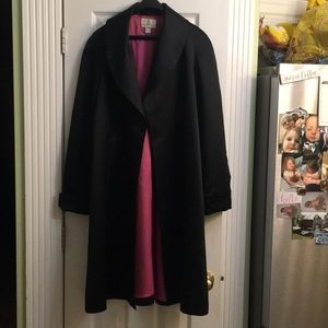 Black satin evening coat